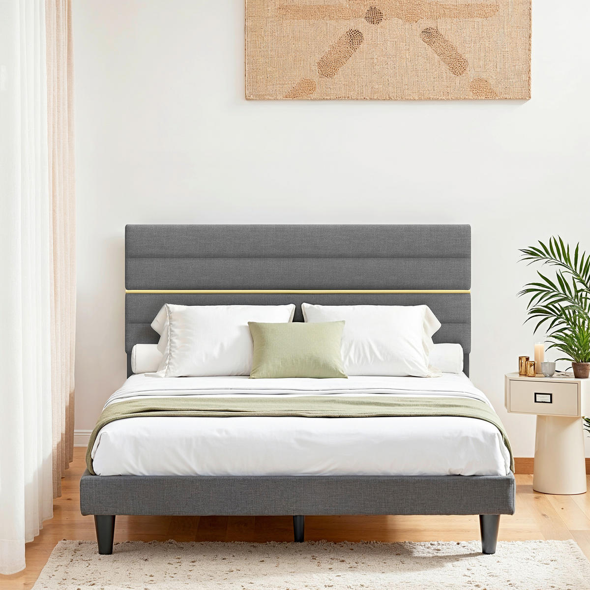 BETT 140/200 cm  in Schwarz, Schieferfarben  - Schieferfarben/Schwarz, Basics, Textil/Metall (140/200cm) - Boxxx