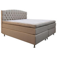 KONTINENTALSÄNG 180/200 cm  i beige  - beige/aluminiumfärg, Klassisk, metall/trä (180/200cm) - Cassando