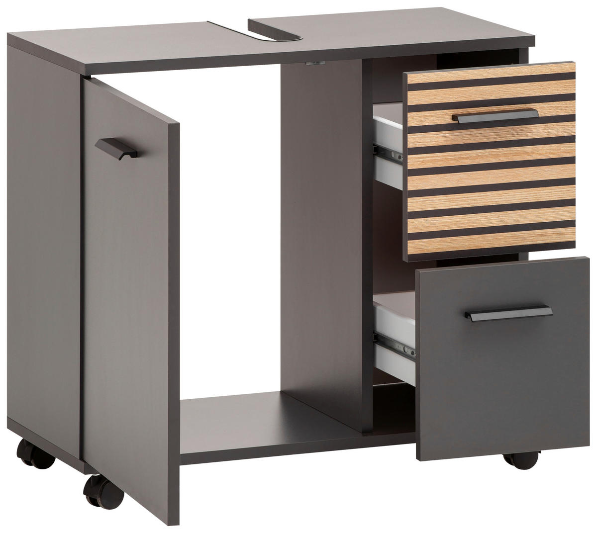 WASCHBECKENUNTERSCHRANK 65,1/60/32 cm  - Eichefarben/Anthrazit, MODERN, Holzwerkstoff/Kunststoff (65,1/60/32cm) - Stylife