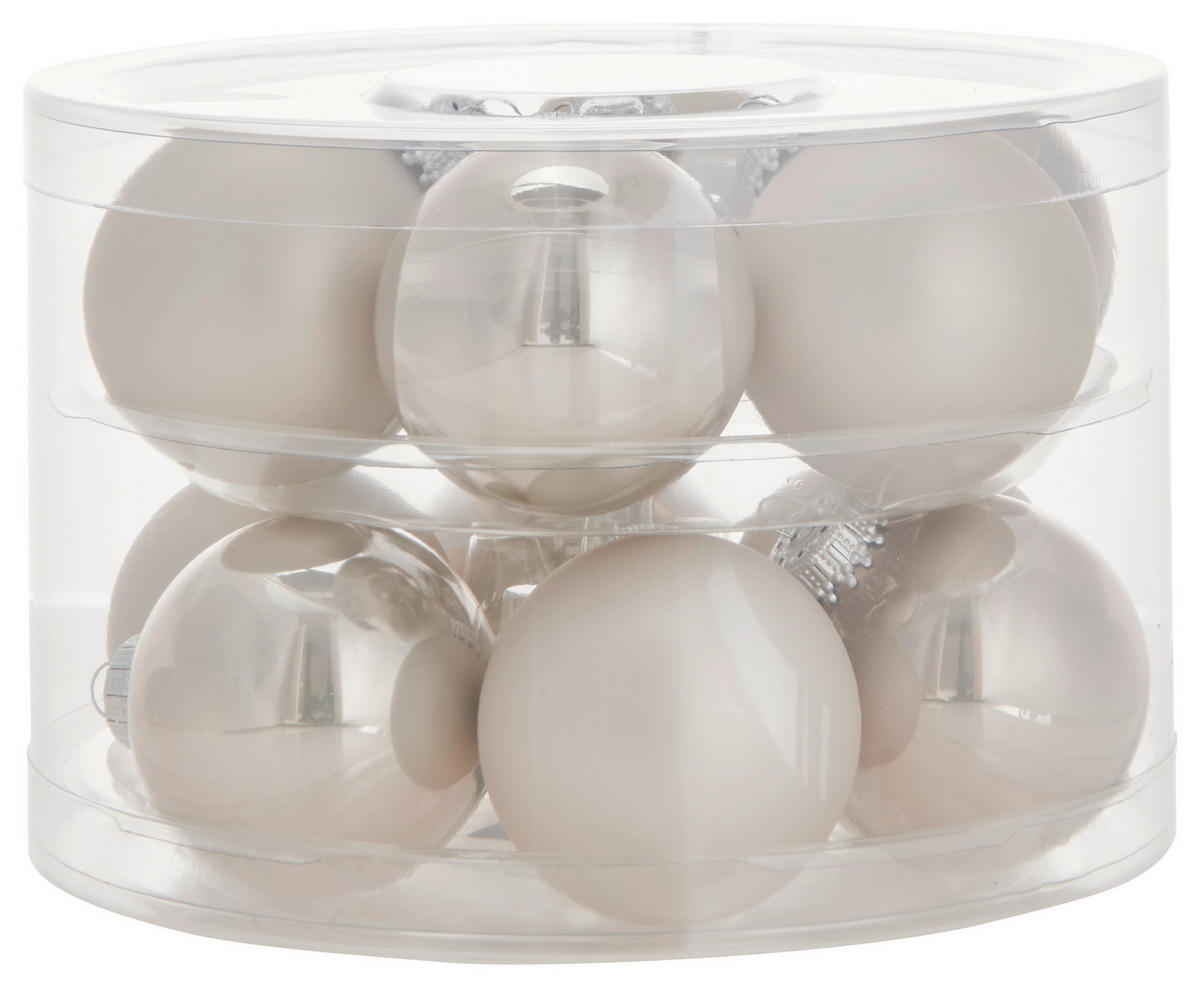 JULGRANSKULOR SET 6 cm 12 delar  - grå, Klassisk, glas (6cm)