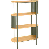 REGÁL, zelená, přírodní barvy, železo, 80/133,5/33,8 cm - zelená/přírodní barvy, Trend, kov/kompozitní dřevo (80/133,5/33,8cm) - Xora