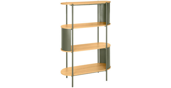 REGAL Grün, Naturfarben  - Naturfarben/Grün, Trend, Holzwerkstoff/Metall (80/133,5/33,8cm) - Xora