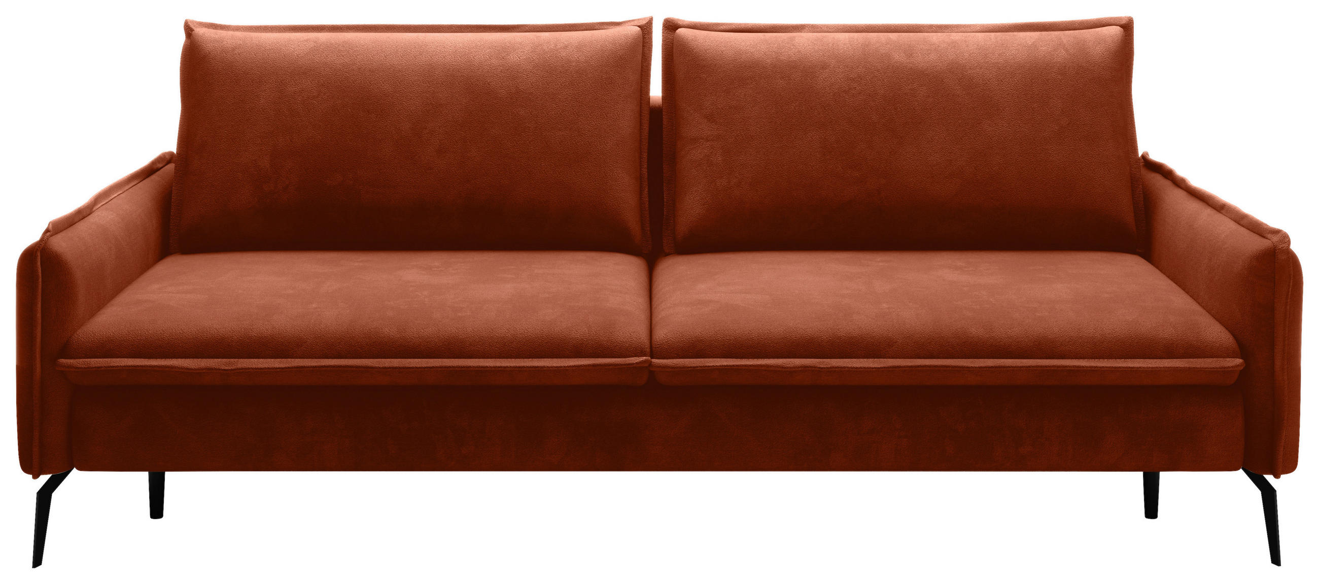 SCHLAFSOFA  mit Liegefunktion, Rücken echt Chenille Terracotta  - Terracotta/Schwarz, KONVENTIONELL, Textil/Metall (223/89/107cm) - Carryhome