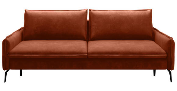 SCHLAFSOFA  mit Liegefunktion, Rücken echt Chenille Terracotta  - Terracotta/Schwarz, KONVENTIONELL, Textil/Metall (223/89/107cm) - Carryhome