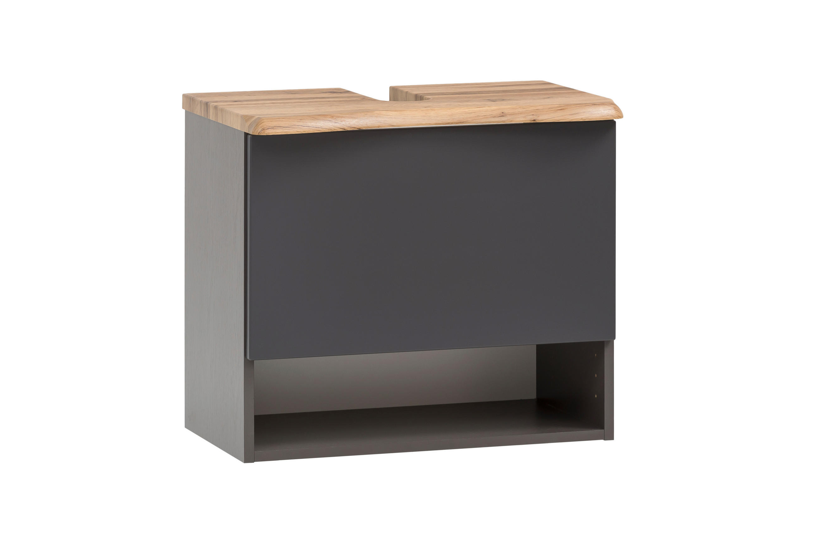 Xora Waschtischunterschrank Bogen Grau, Eiche Wotan 61x55x40 cm