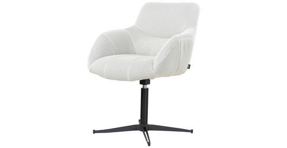 ARMLEHNSTUHL in Eisen Webstoff - Creme/Schwarz, Design, Textil/Metall (63/85/66cm) - Novel