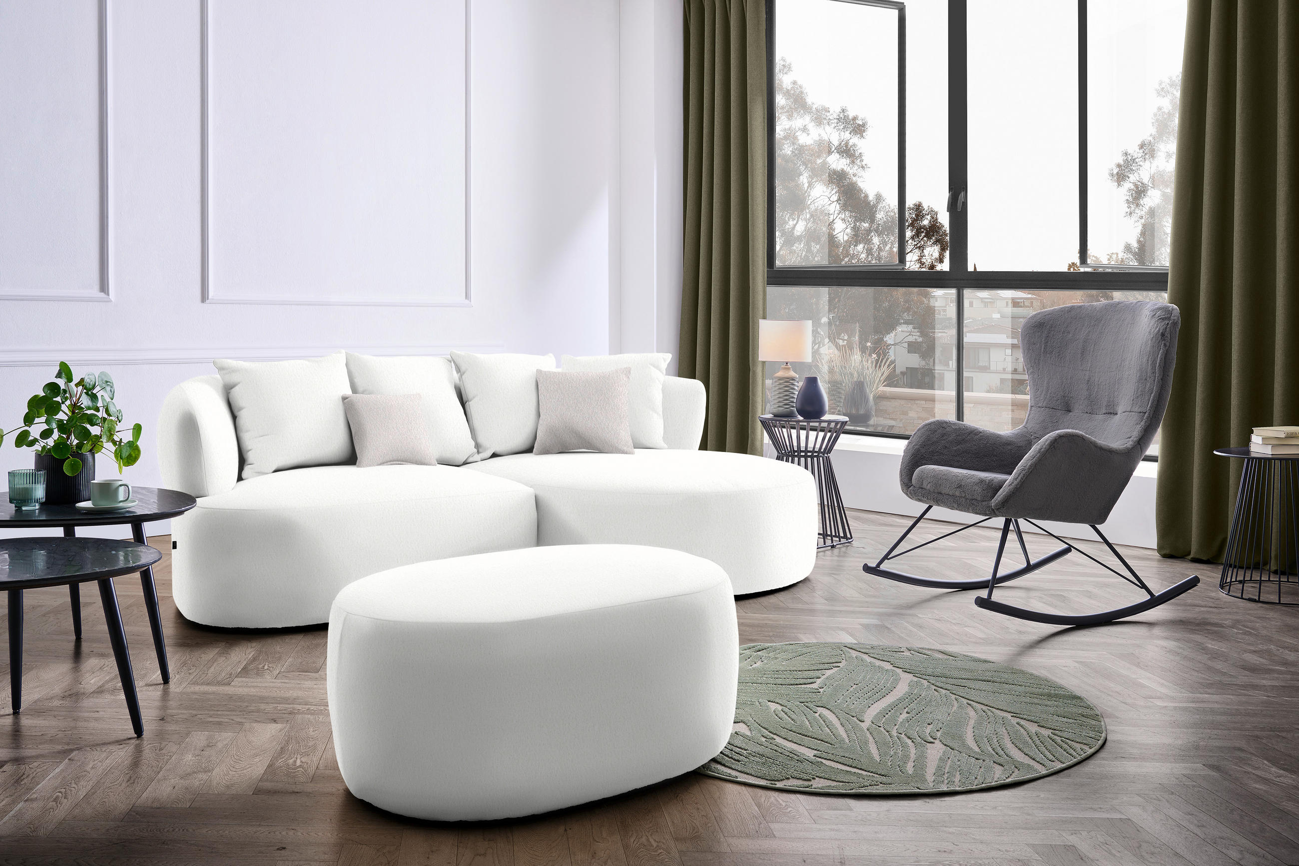 ECKSOFA in Bouclé Creme  235/166 cm  - Hellrosa/Creme, MODERN, Kunststoff/Textil (235/166cm) - Hom`in