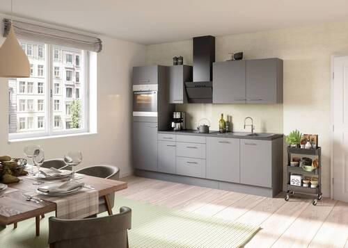 KÜCHENBLOCK 270 cm   in Grau  - Edelstahlfarben/Anthrazit, Basics, Holzwerkstoff/Metall (270cm) - Optifit