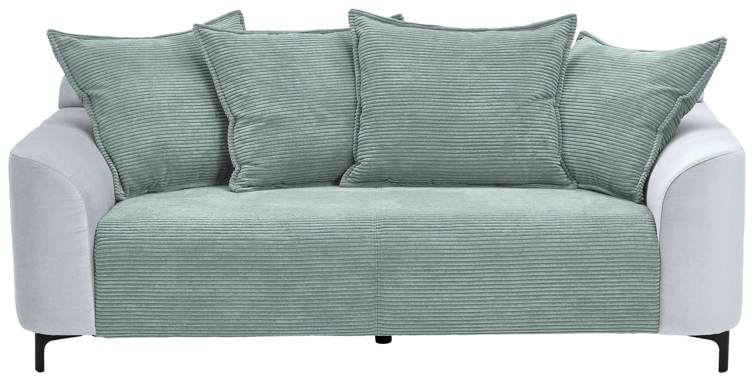 2-SITZER-SOFA in Cord, Velours Blaugrau  - Blaugrau/Schwarz, KONVENTIONELL, Textil/Metall (175/84/99cm) - Carryhome