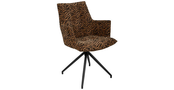 ARMLEHNSTUHL  , Stoffauswahl, Sitzfläche 360° drehbar, automatische Rückholfunktion  , Jacquard  ,  - Schwarz/Braun, Design, Textil/Metall (59/89,5/63cm) - Novel