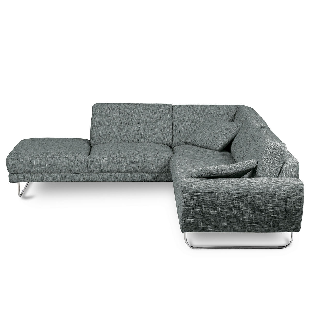 ECKSOFA 250/273 cm SPRING in Webstoff Anthrazit Zierkissen  250/273 cm  - Chromfarben/Anthrazit, Design, Textil/Metall (250/273cm) - Livetastic