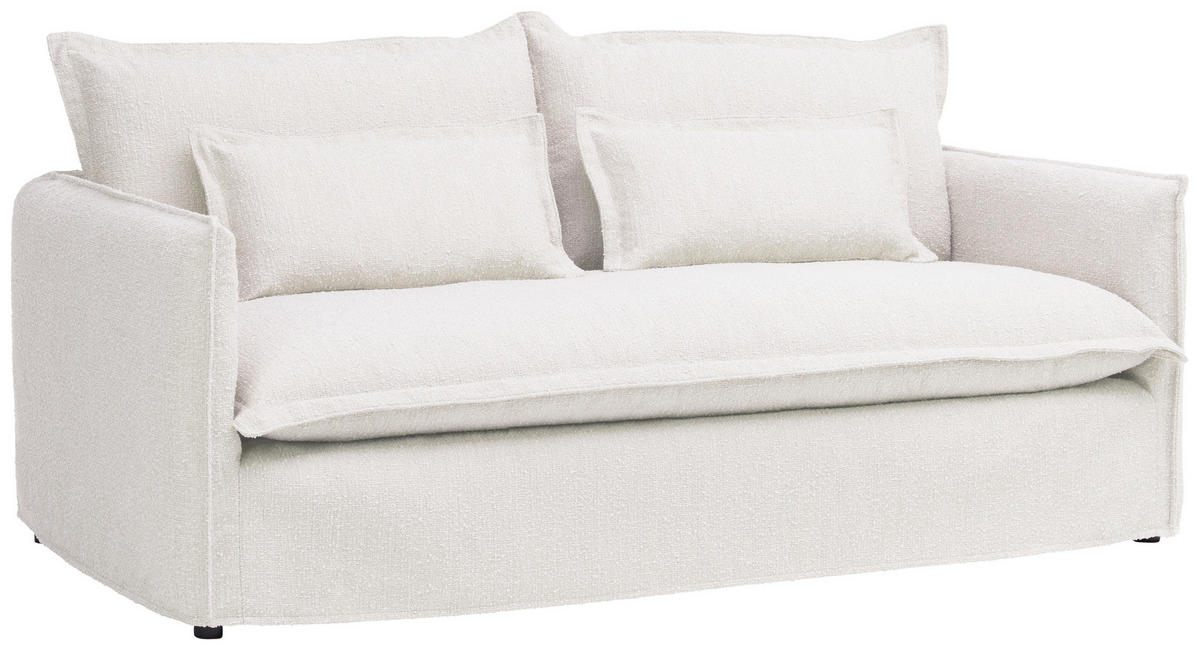 HUSSEN-SOFA in Flachgewebe, Bouclé Weiss  - Weiss, Trend, Textil/Metall (195/82/98cm) - Livetastic