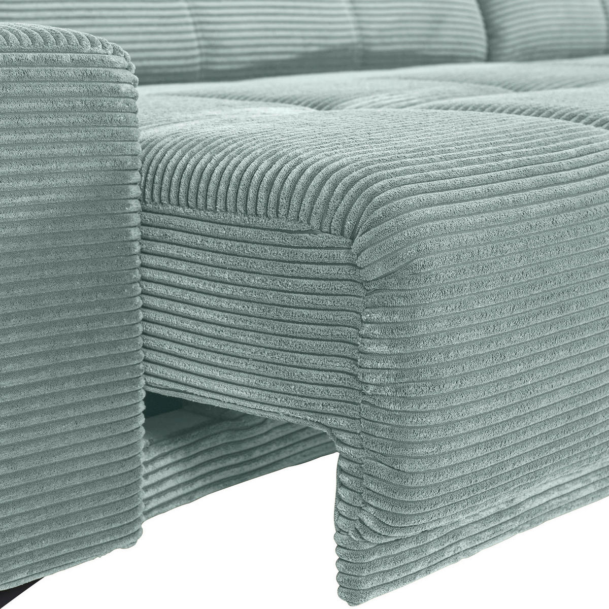 ECKSOFA  in Cord Mintgrün  295/165 cm  - Schwarz/Mintgrün, KONVENTIONELL, Textil/Metall (295/165cm) - Carryhome