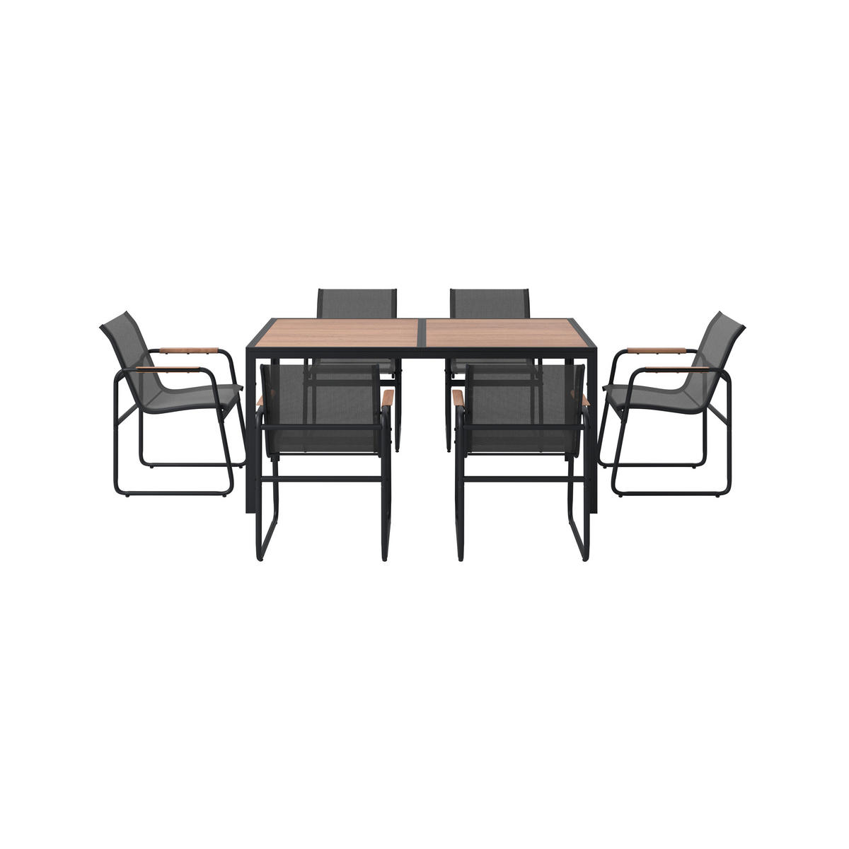 GARTENSET Webstoff Eisen  - Dunkelgrau/Naturfarben, MODERN, Kunststoff/Textil (59,5/160/50/90/82/75cm) - Ambia Garden