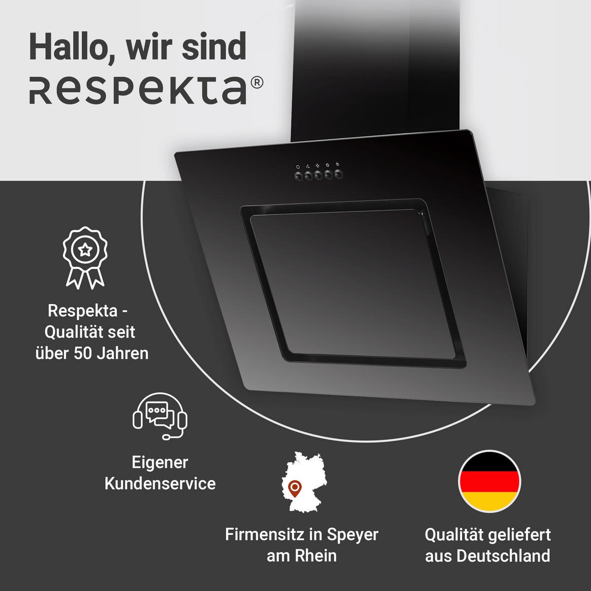 DUNSTABZUGSHAUBE CH22010SBZ  - Schwarz, Trend, Glas/Metall (60/73,9-111,9/34cm) - Respekta