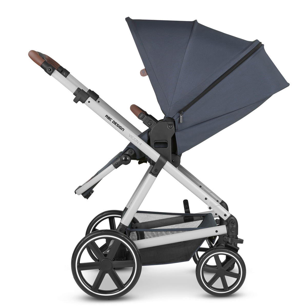 KINDERWAGENSET  Vicon 4  Lake  - Silberfarben/Dunkelblau, Basics, Textil/Metall (91/61/110cm) - ABC Design