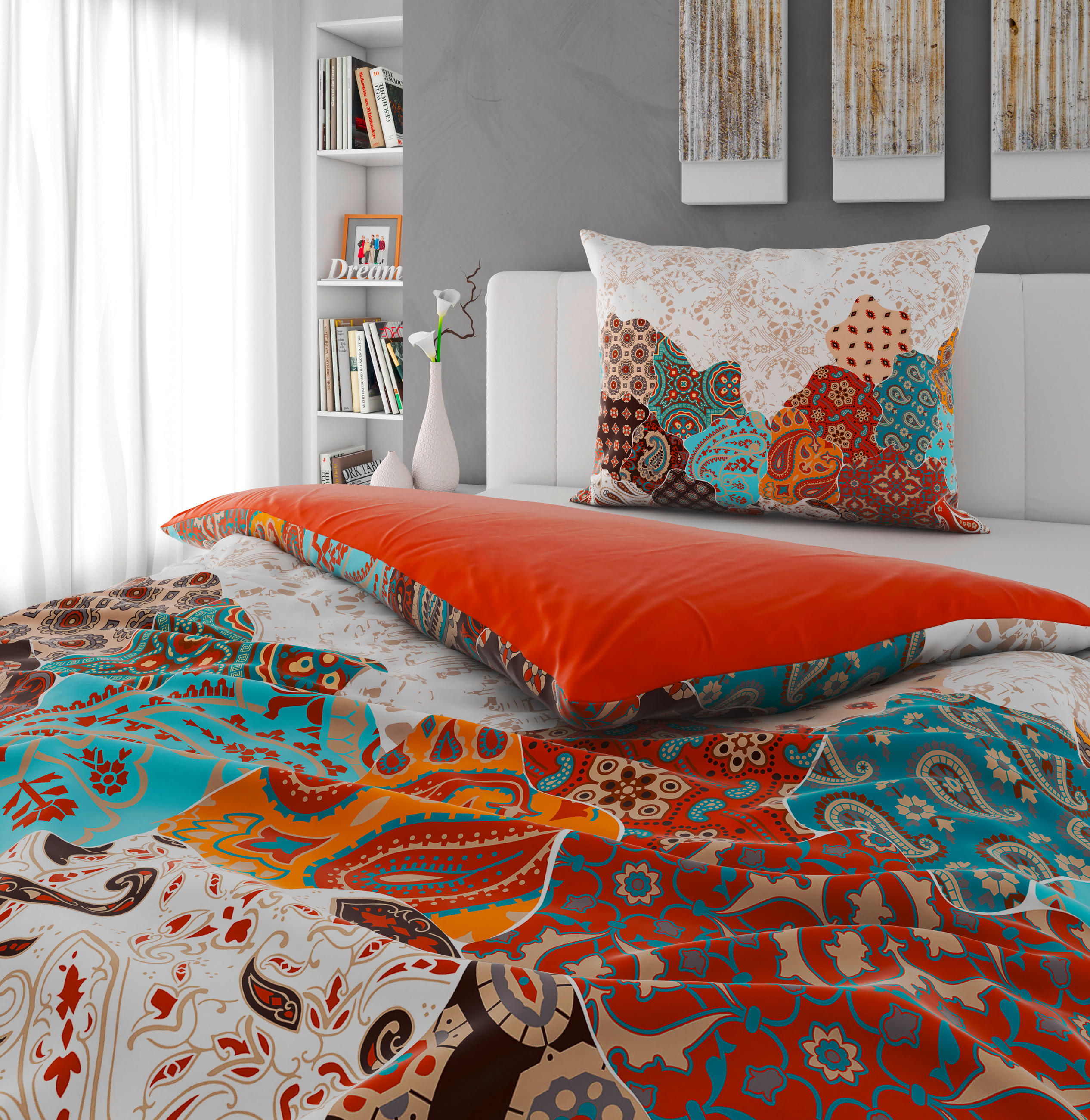OBOUSTRANNÉ POVLEČENÍ, satén, vícebarevná, 140/200 cm - vícebarevná, Trend, textil (140/200cm) - Esposa