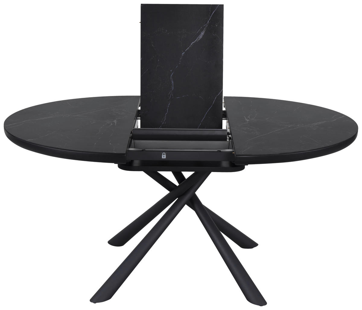 ESSTISCH Schwarz rund  ausziehbar  - Schwarz, Design, Keramik/Holzwerkstoff (120-160/120/76cm) - Novel