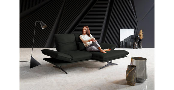 ECKSOFA in Echtleder Dunkelgrün 210/130 cm - Dunkelgrün/Schwarz, Design, Leder/Metall (210/130cm) - Dieter Knoll