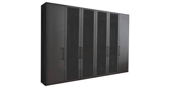 DREHTÜRENSCHRANK 300/216/58 cm 6-türig Graphitfarben - Schwarz/Graphitfarben, Design, Glas/Holzwerkstoff (300/216/58cm) - Novel