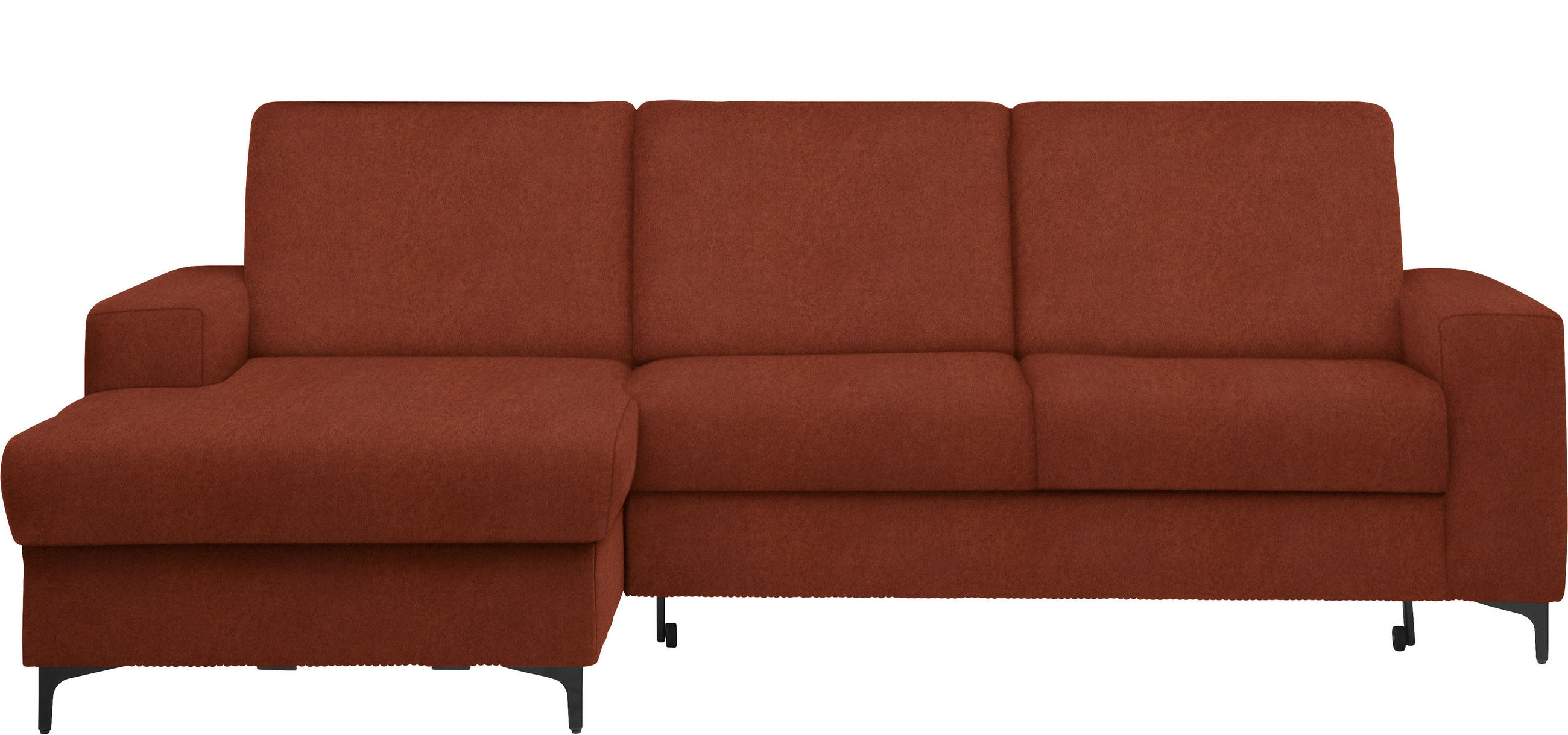 ECKSOFA in Velours Rostfarben  - Rostfarben/Schwarz, KONVENTIONELL, Textil/Metall (167/247cm) - Stylife