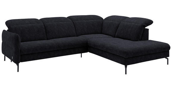 ECKSOFA in Flachgewebe Graphitfarben  - Schwarz/Graphitfarben, Design, Textil/Metall (299/233cm) - Dieter Knoll