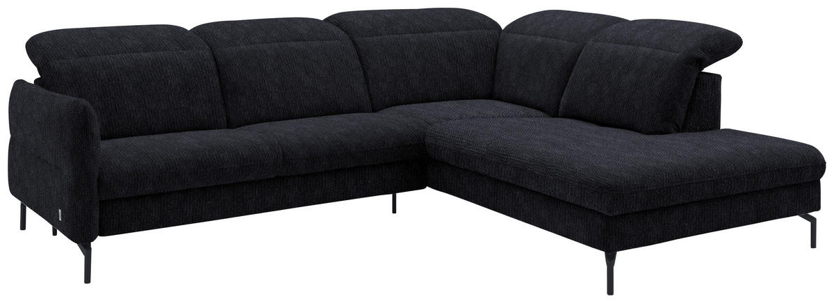 ECKSOFA in Flachgewebe Graphitfarben  - Schwarz/Graphitfarben, Design, Textil/Metall (299-313/233cm) - Dieter Knoll