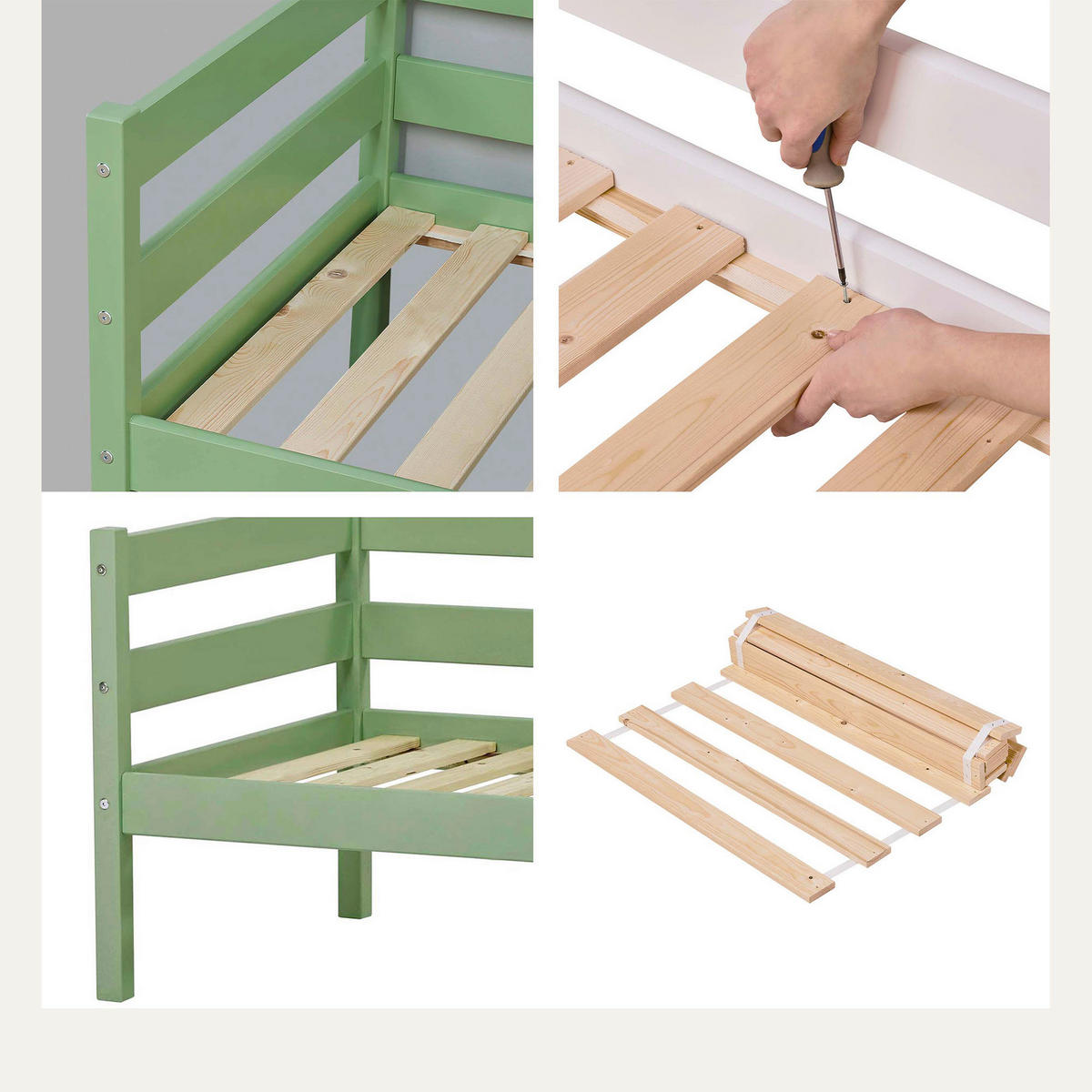 KINDER-/JUNIORBETT 70/160 cm  in Grün  - Kieferfarben/Grün, MODERN, Holz (70/160cm) - MID.YOU