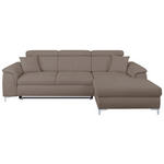 ECKSOFA Taupe Flachgewebe  - Taupe/Chromfarben, KONVENTIONELL, Textil/Metall (268/175cm) - Carryhome