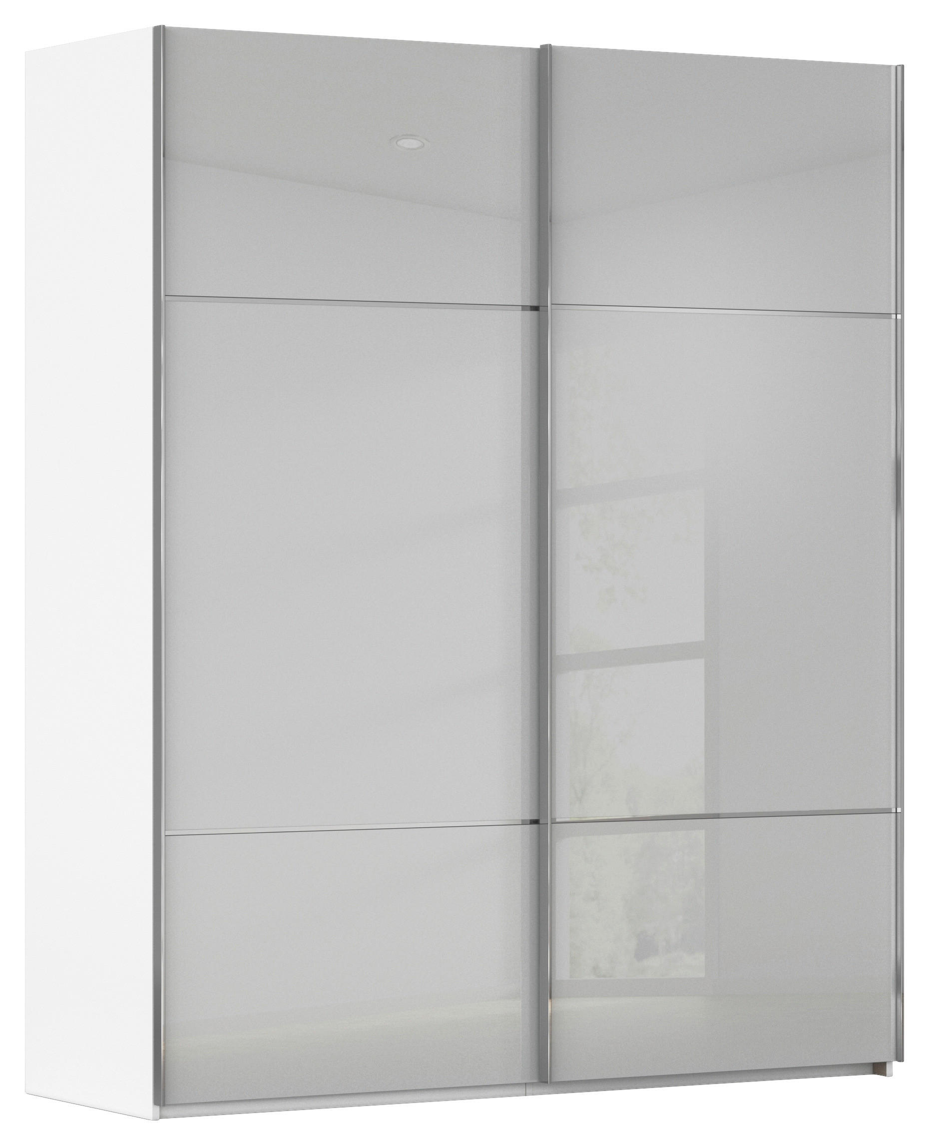 SCHWEBETÜRENSCHRANK  in Grau, Weiß  - Chromfarben/Weiß, KONVENTIONELL, Glas/Holzwerkstoff (162/223/68cm) - Novel