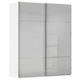 SCHWEBETÜRENSCHRANK  in Grau, Weiß  - Chromfarben/Weiß, KONVENTIONELL, Glas/Holzwerkstoff (162/223/68cm) - Novel