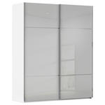 SCHWEBETÜRENSCHRANK  in Grau, Weiß  - Chromfarben/Weiß, KONVENTIONELL, Glas/Holzwerkstoff (162/223/68cm) - Novel