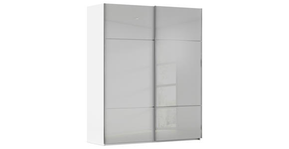 SCHWEBETÜRENSCHRANK  in Grau, Weiß  - Chromfarben/Weiß, KONVENTIONELL, Glas/Holzwerkstoff (162/223/68cm) - Novel