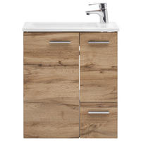 WASCHTISCHKOMBI 50 cm  - Eichefarben/Weiß Hochglanz, MODERN, Keramik/Holzwerkstoff (50cm) - MID.YOU