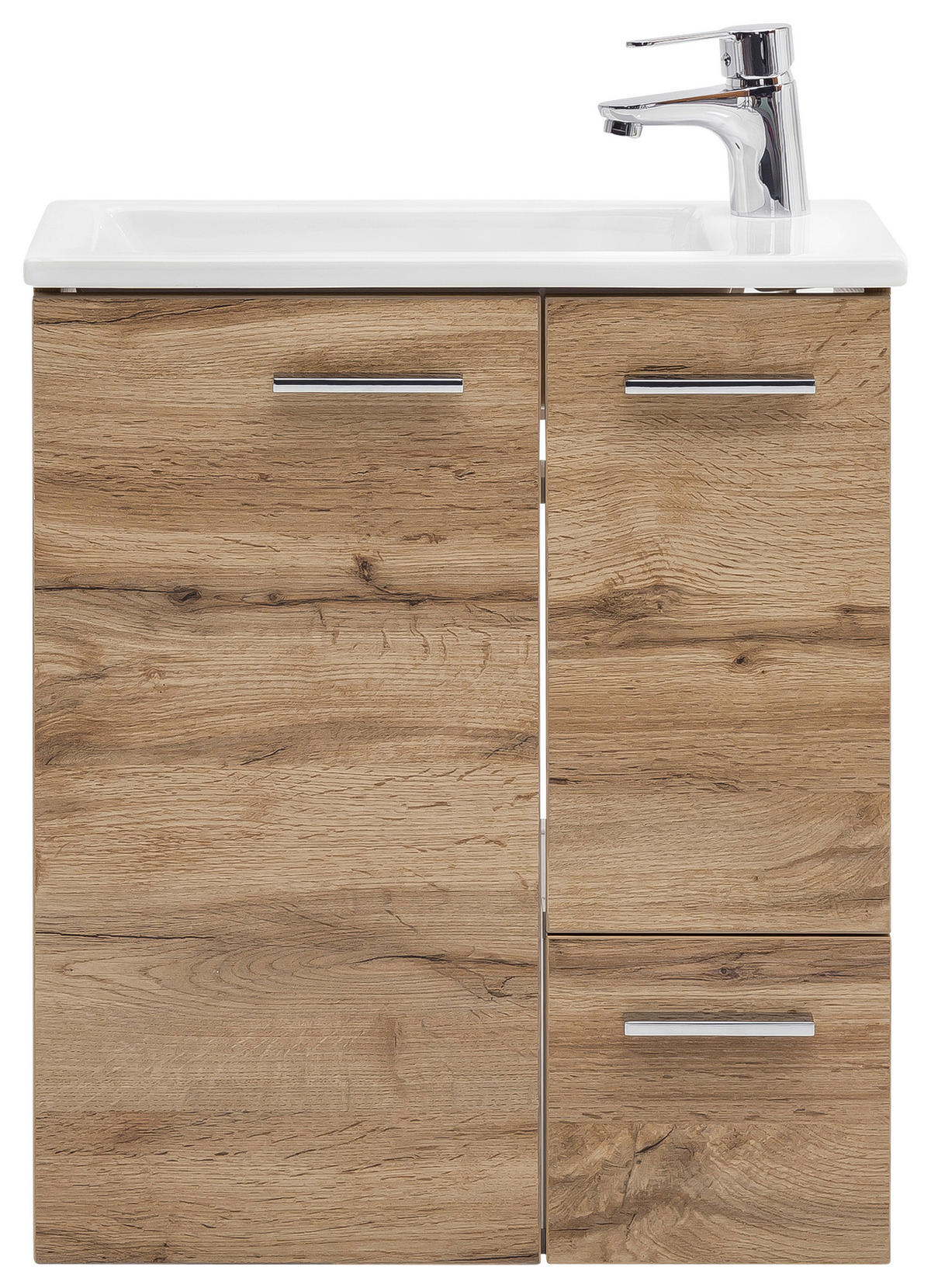 WASCHTISCHKOMBI 50 cm  - Eichefarben/Weiß Hochglanz, MODERN, Keramik/Holzwerkstoff (50cm) - MID.YOU