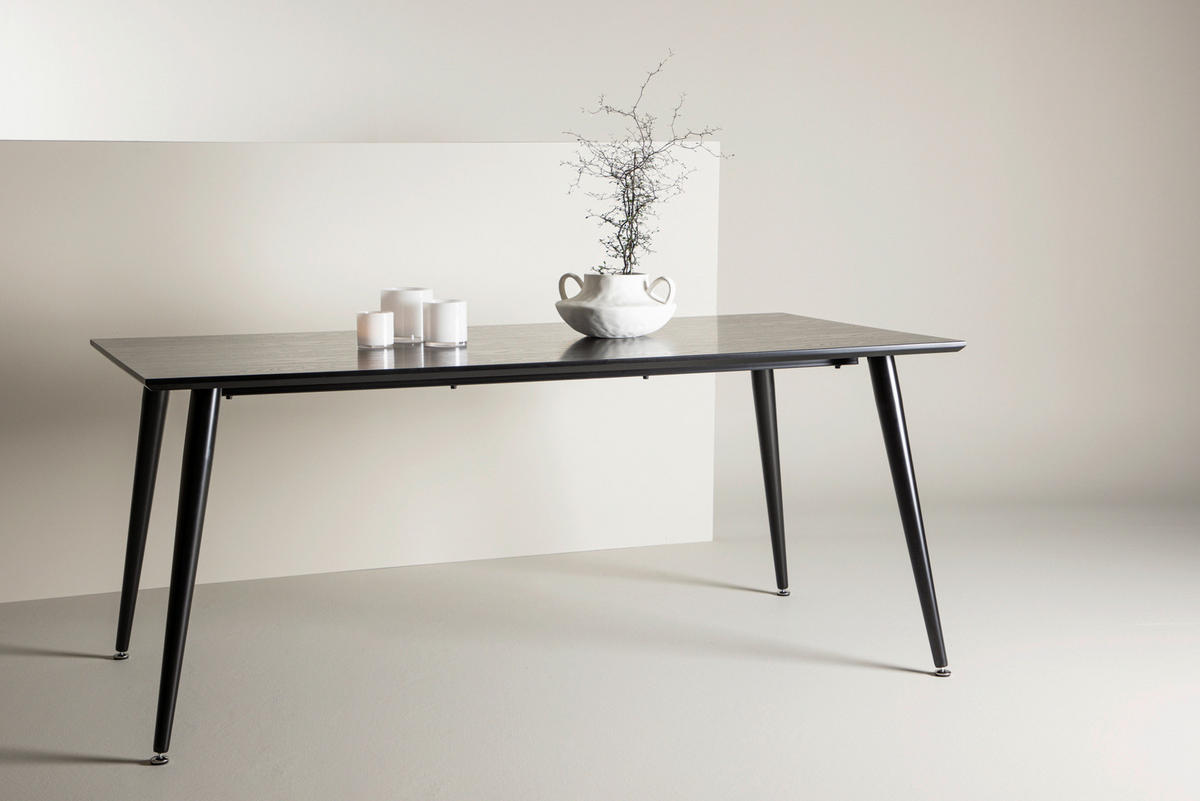 ESSTISCH in Metall, Holzwerkstoff 180/90/75 cm  - Schwarz, Design, Holzwerkstoff/Metall (180/90/75cm) - Livetastic