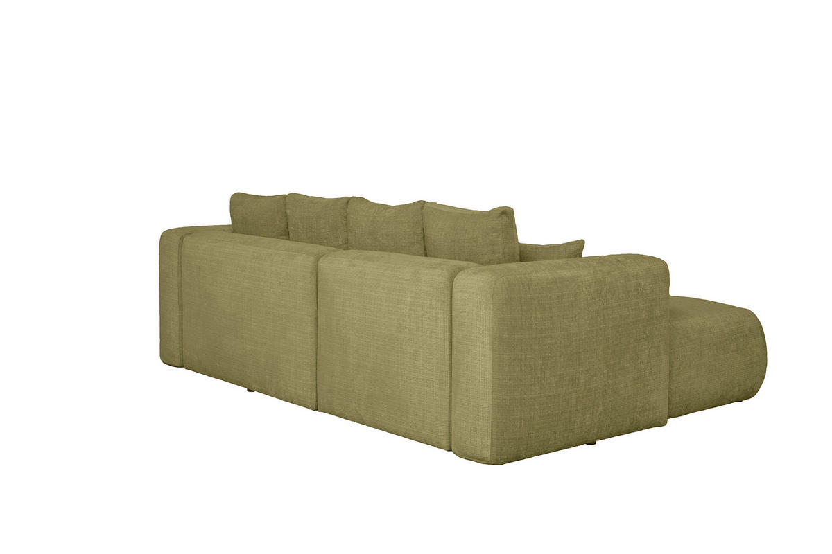 ECKSOFA Olivgrün Chenille Zierkissen, Rückenkissen, Rücken echt  - Schwarz/Olivgrün, MODERN, Kunststoff/Textil (188/276cm) - Milino