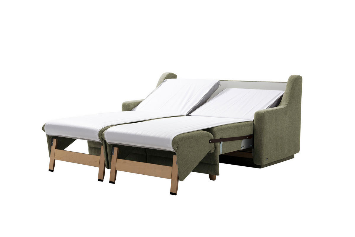 SCHLAFSOFA in Textil Olivgrün  - Buchefarben/Olivgrün, Konventionell, Holz/Textil (184/88/91cm) - Sedda