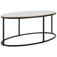COUCHTISCH 110/60/42 cm oval Creme, Schwarz  - Creme/Schwarz, Design, Keramik/Metall (110/60/42cm) - Xora