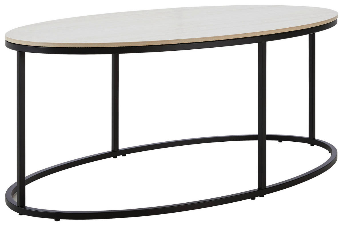 COUCHTISCH 110/60/42 cm oval Creme, Schwarz  - Creme/Schwarz, Design, Keramik/Metall (110/60/42cm) - Xora