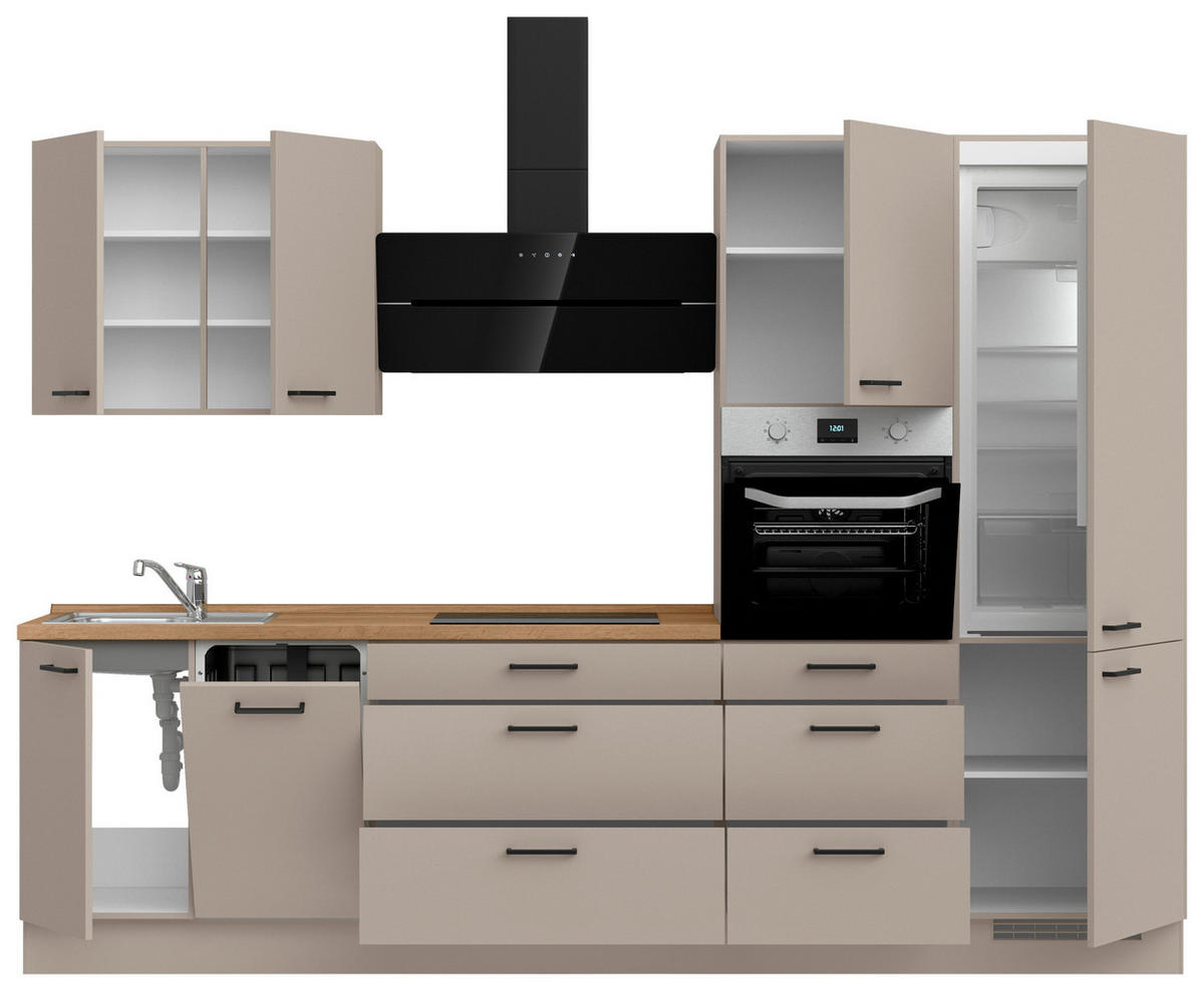 KÜCHENBLOCK Easytouch 300 cm  in Eichefarben, Sandfarben  - Sandfarben/Eichefarben, MODERN, Holzwerkstoff/Metall (300cm) - Nobilia