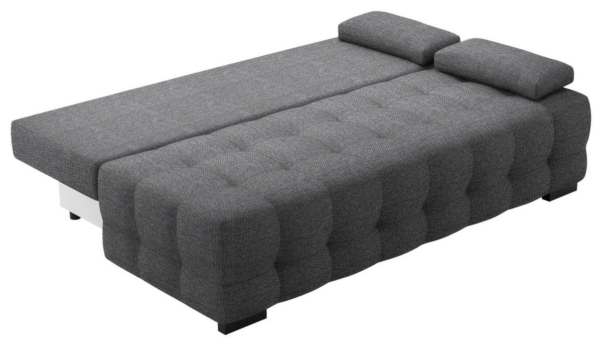 SCHLAFSOFA Jensen  mit Stoffauswahl, Schlafen auf Sitzhöhe, Rücken echt Struktur Dunkelgrau  - Dunkelgrau/Schwarz, KONVENTIONELL, Kunststoff/Textil (209/96/100cm) - Stylife