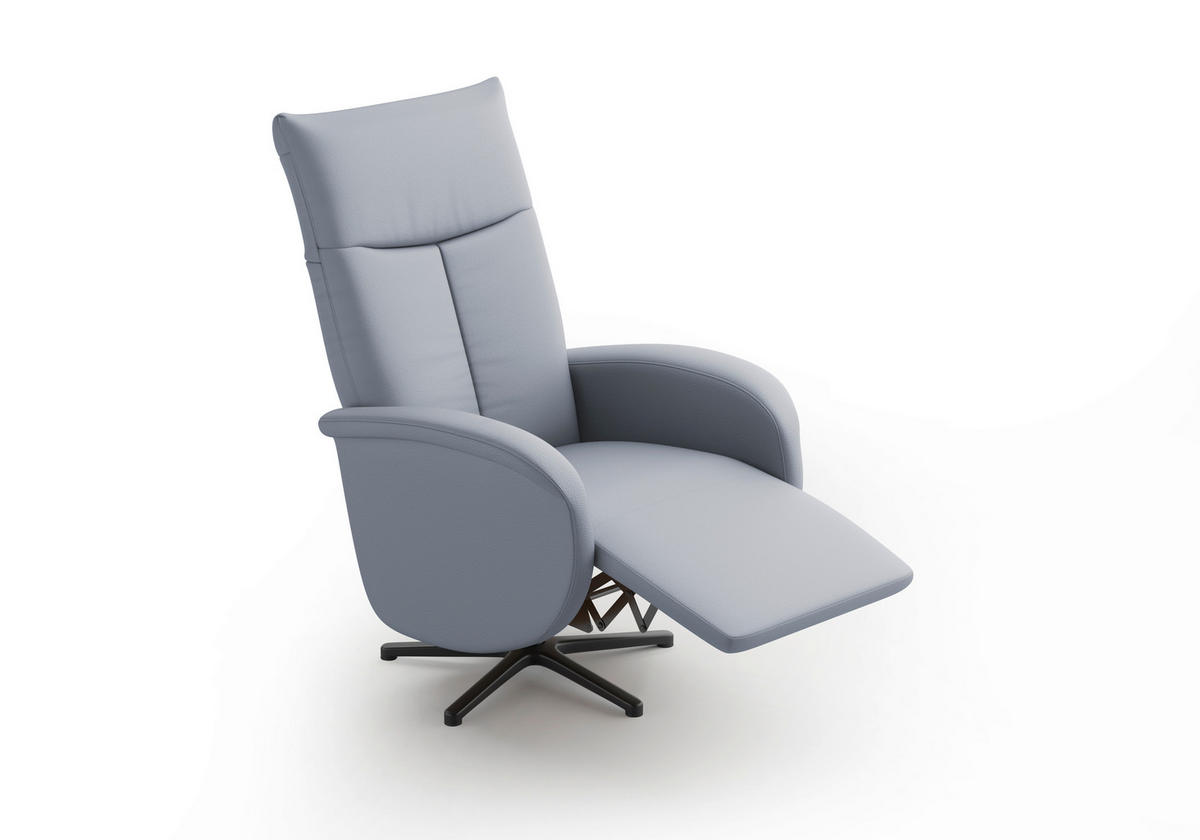 DREHSTUHL Graublau  - Graublau/Schwarz, MODERN, Leder/Metall (75/112/82cm) - Sit & More