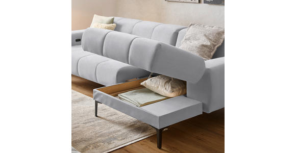 ECKSOFA in Chenille Silberfarben 311/167 cm - Silberfarben/Schwarz, Design, Textil/Metall (311/167cm) - Xora