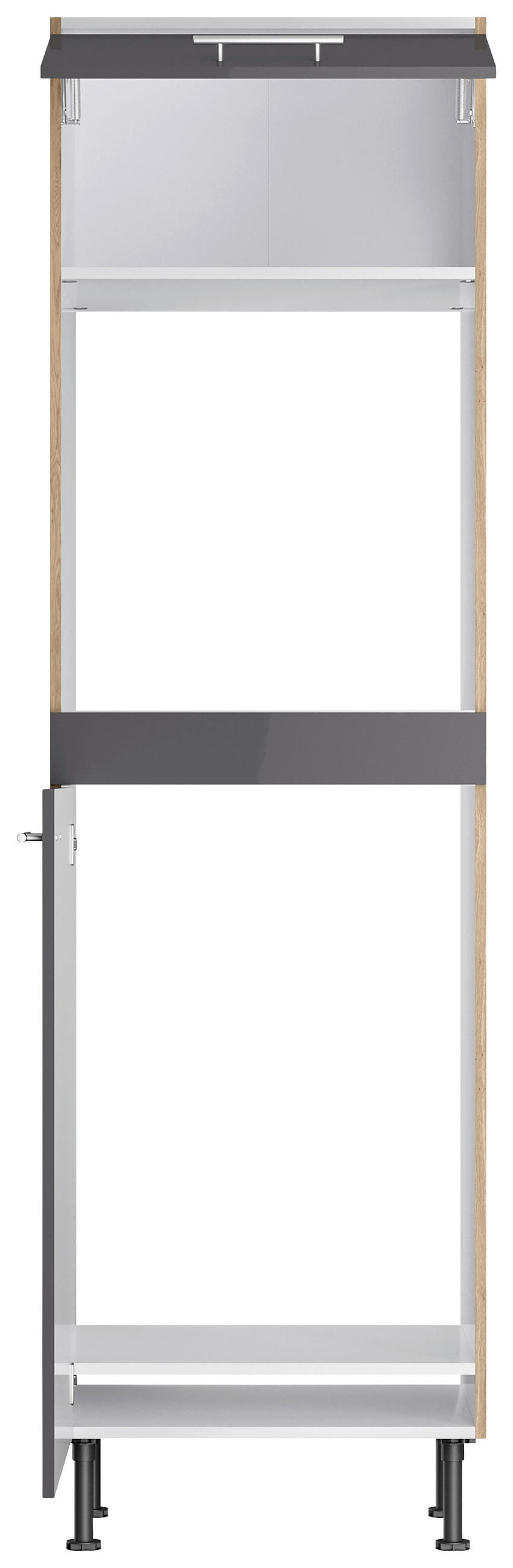 KÜCHENBLOCK 270 cm   in Anthrazit, Eichefarben  - Edelstahlfarben/Eichefarben, Basics, Holzwerkstoff/Metall (270cm) - Optifit