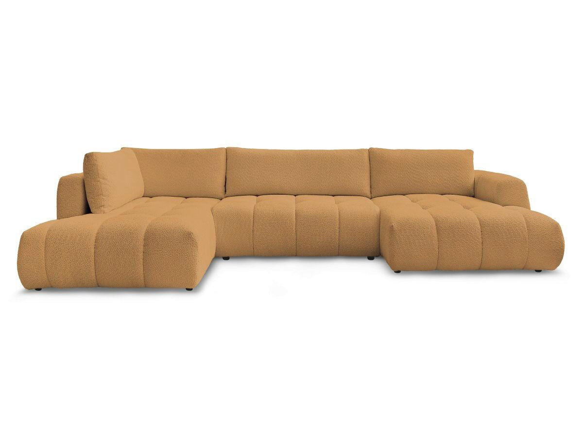 WOHNLANDSCHAFT  FUJI  Gelb Bouclé  - Gelb/Schwarz, MODERN, Kunststoff/Textil (204/377/160cm)