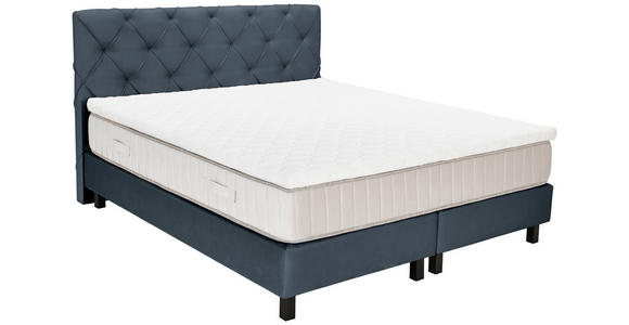 BOXSPRINGBETT 180/200 cm,  in Dunkelgrau, Matratze, Topper, H3 = fest  - Dunkelgrau/Schwarz, Design, Textil/Metall (180/200cm) - Esposa
