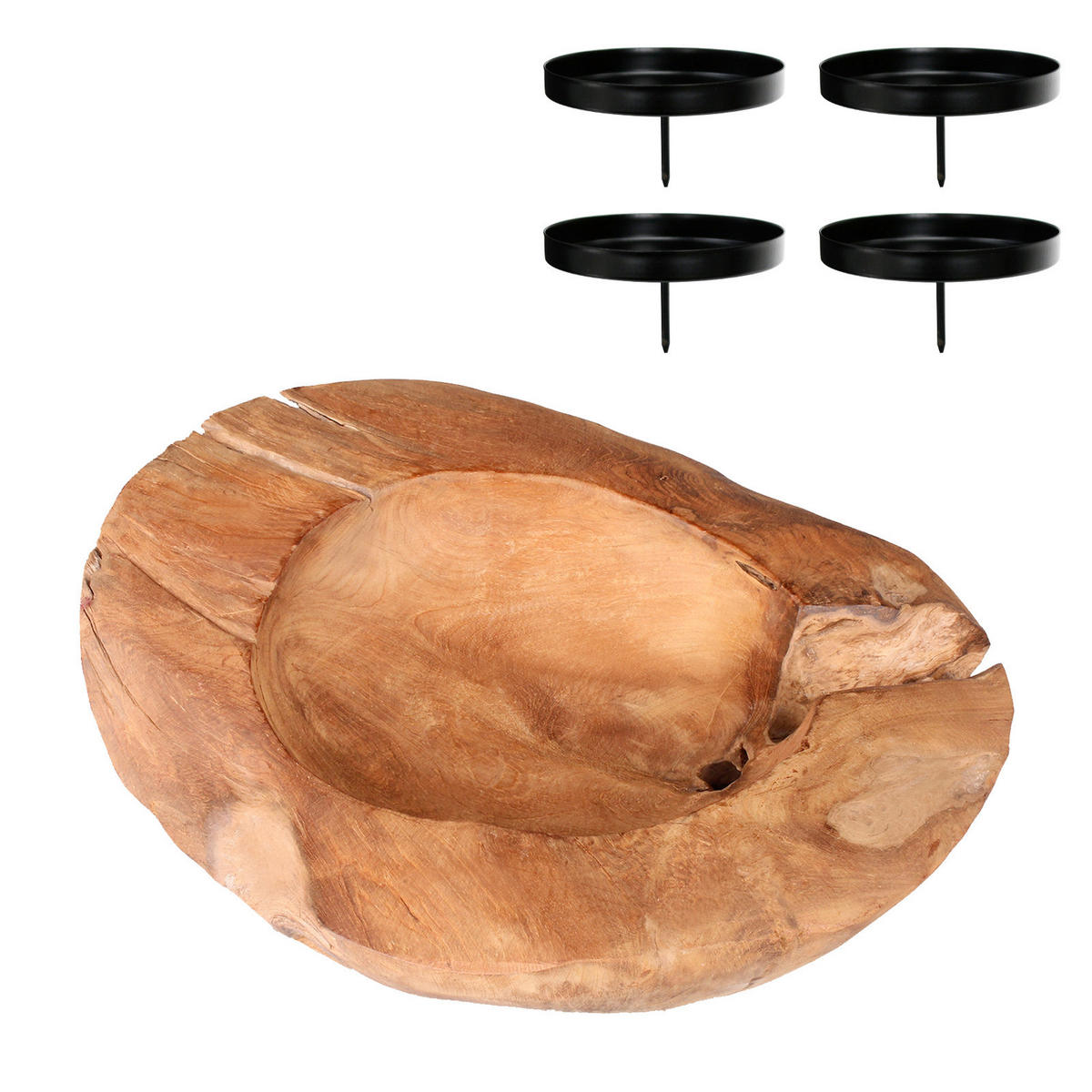 ADVENTSKERZENHALTER - Nussbaumfarben, Trend, Holz/Metall (20/10/20cm) - Milino
