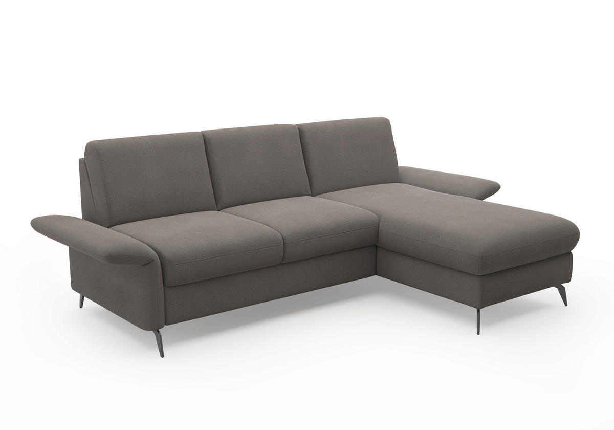 ECKSOFA in Flachgewebe Graphitfarben  251/164 cm  - Schwarz/Graphitfarben, KONVENTIONELL, Textil/Metall (251/164cm) - Sit & More