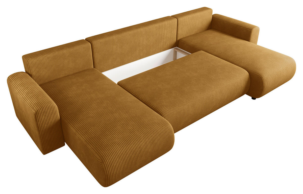 WOHNLANDSCHAFT Cord  - Schwarz, KONVENTIONELL, Textil (152/318/152cm) - Xora